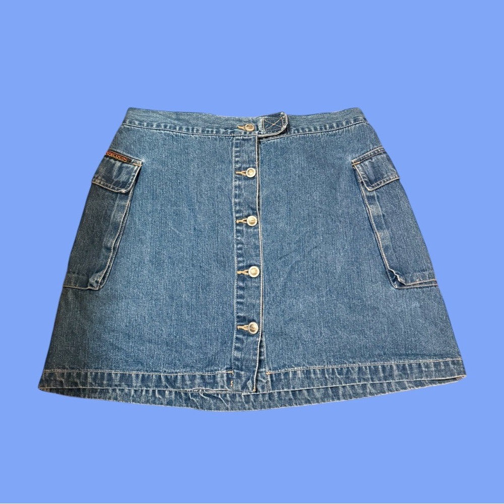Vintage Denim Button-Front Skirt